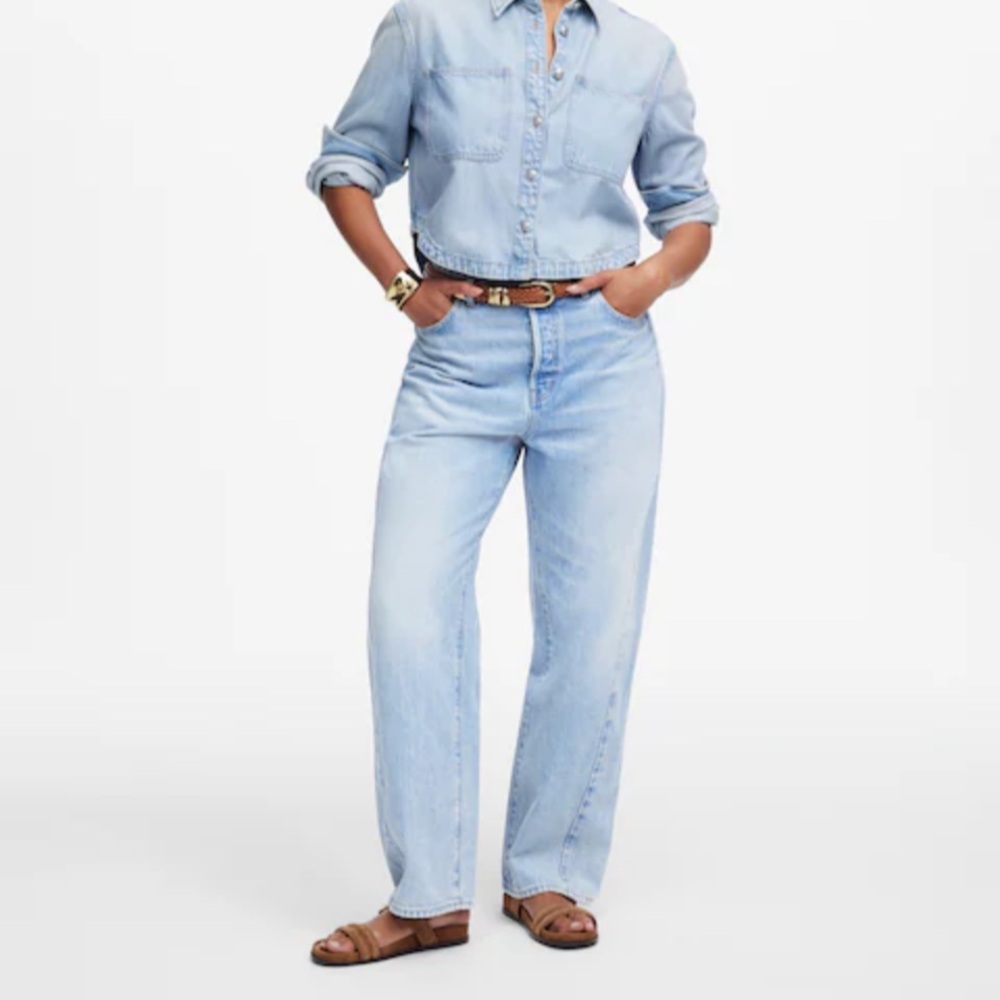 Madewell Curvy Pieced Barrel-Leg Jean